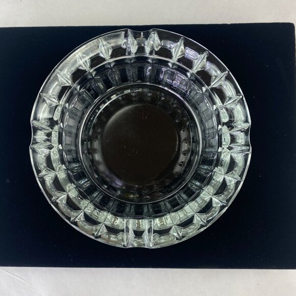 Vintage Heavy Glass Cigar Cigarette Ashtray 6 Inch 4 Rest Round Clear - Picture 1 of 8